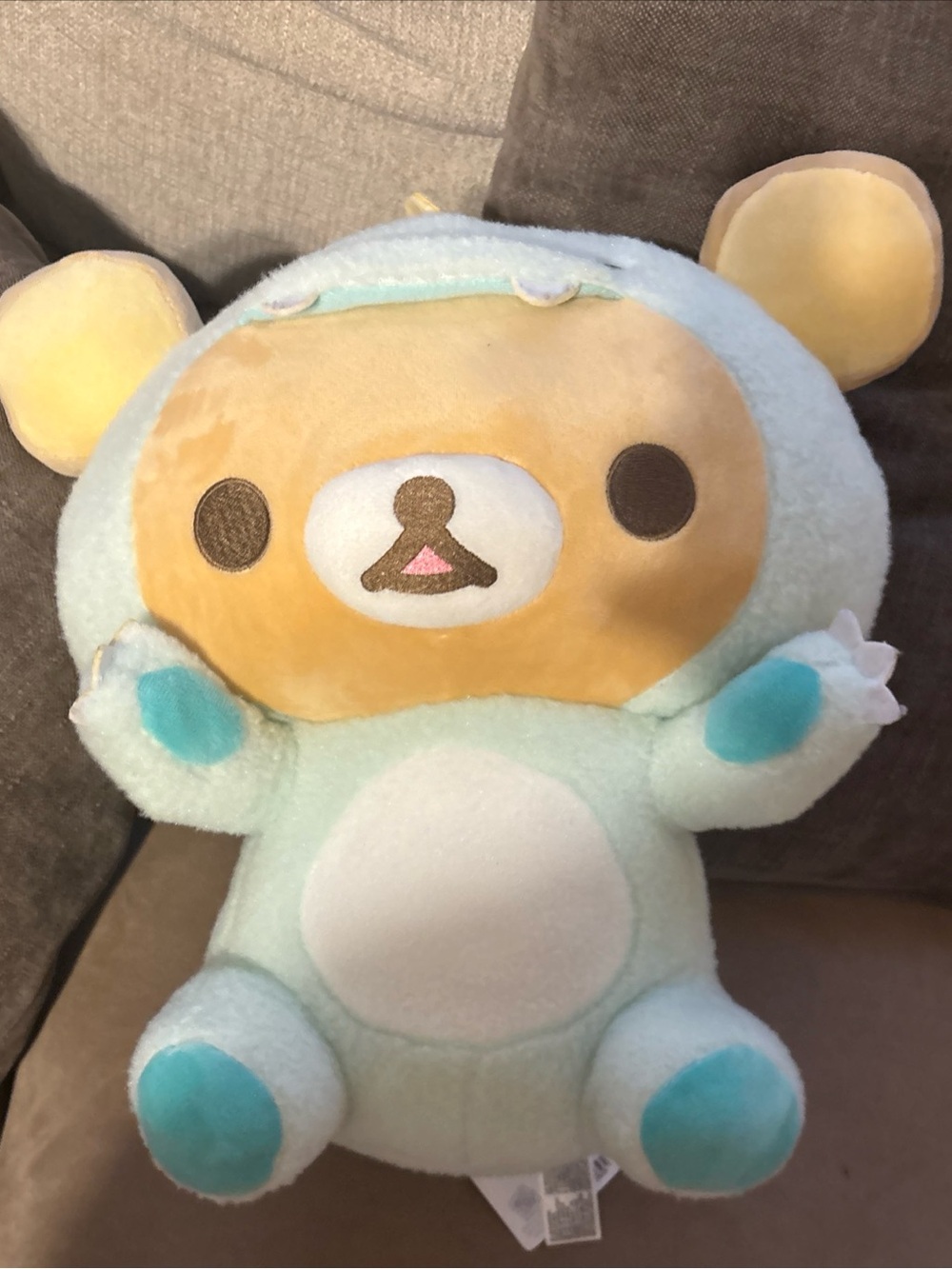 Mint Green Plush Bear Stuffed Animal with Cream Face